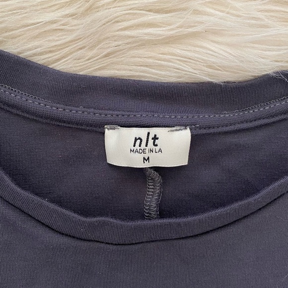 nlt Gray Boxy Fit Asymmetrical Seam Long Sleeve Crew Neck Tee Shirt Made in LA - Picture 4 of 8